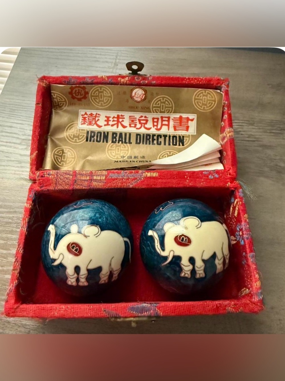 Vintage Shouxing Baoding Ball setbox with directions